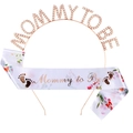 Bandeau Mommy to Be en strass or rose et ensemble de ceinture en satin pour baby shower - Ensemble 2 Pièces Mommy To Be Or Rose