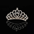 Elegante pettine a corona dorata con cristalli bianchi per spose e damigelle d'onore dei fiori - Oro Zircone Bianco