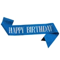 Fascia glitter blu navy con scritta argento HAPPY BIRTHDAY per festa di compleanno - Buon Compleanno / Blu Reale Iridescente