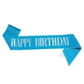 Fascia glitterata blu scintillante con scritta Happy Birthday per feste di compleanno - Buon Compleanno / Blu Lago Olografico