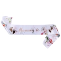 Écharpe Mommy to Be en satin blanc avec lettrage or rose et fleurs pour baby shower - Écharpe Imprimée Mommy To Be