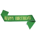 Fascia di compleanno verde glitterata con scritta Happy Birthday in oro metallizzato - Buon Compleanno / Verde Testo Oro