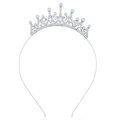 Silver princess crown headband with sparkling crystals and white pearls for girls - Pearl Style(FG194)