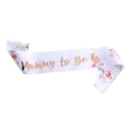 Écharpe Mummy to Be en satin blanc avec lettrage or rose et motifs floraux roses - Écharpe Imprimée Mummy To Be