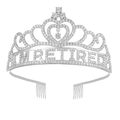 Tiara argentata 'I'M RETIRED' con strass scintillanti e pettini per capelli integrati - Argento