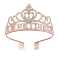 Tiara in oro rosa con strass e scritta I'M RETIRED per festa di pensionamento donna - Oro rosa