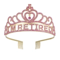 Corona da festa dorata I'M RETIRED con strass rosa e pettini laterali per fissaggio - Oro / Rosa
