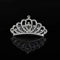 Mini tiara pettine argento per bambini con strass a cuore e base per capelli nera - Argento Strass Bianco