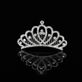 Peigne à cheveux couronne argentée avec strass AB brillants pour mariages et demoiselles - Argent Strass AB