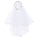 Velo de novia blanco con diadema de perlas y tul de varias capas para bodas y fiestas - Diadema de Perlas Velo Conectado (FG259)