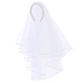 Elegante cerchietto da sposa con perle e velo in tulle multistrato per festa di nozze - Cerchietto Perle Velo Integrato (FG260) / Bianco