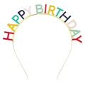 Cerchietto HAPPY BIRTHDAY colorato con montura in metallo dorato per feste - Cerchietto con Lettere Colorate / Colorato