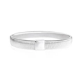 Bracelet de bras à ressort en métal argenté poli avec finition miroir pour hommes - K Blanc/Argent