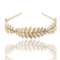 Diadema nupcial de hojas de laurel doradas con acabado metálico pulido y diseño simétrico - Diadema FG062 Dorado