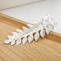 Barocke silberne Blatt-Haarspange mit Blattader-Textur für elegantes Haar-Styling - Silber