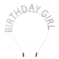Cerchietto Birthday Girl in argento con strass scintillanti su base metallo - Argento (Con Guaina in Silicone)