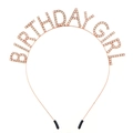 Cerchietto Birthday Girl oro rosa con strass bianchi su base metallica - Oro Rosa (Con Guaina in Silicone)