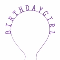 Serre-tête violet Birthday Girl pour fête d'enfants avec finition pailletée métal - Violet