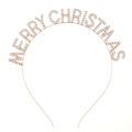 Détail du serre-tête rose doré Merry Christmas orné de strass scintillants incrustés - Merry Christmas Or Rose (FG121)