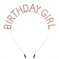 Serre-tête Birthday Girl avec strass roses et monture en métal pour anniversaire - Rose (Avec Manchon en Silicone)