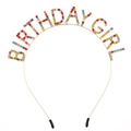 Serre-tête Birthday Girl doré avec strass colorés pour fêtes d'anniversaire - Multicolor (With Silicone Sleeve)