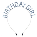 Serre-tête Birthday Girl argenté avec strass bleus brillants pour décor de fête - Light Blue (With Silicone Sleeve)