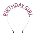 Serre-tête d'anniversaire argenté avec inscription Birthday Girl en strass roses - Silver Base & Rose Red Rhinestone (With Silicone Sleeve)