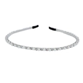 Elegante diadema fina de plata con perlas alternadas y brillantes diamantes de imitación - Estilo de Perlas y Diamantes Entrelazados (FG133)