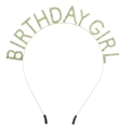 Serre-tête Birthday Girl doré avec strass verts éclatants pour fête d'anniversaire - Gold Base & Light Green Rhinestone (With Silicone Sleeve)