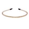 Elegant gold alloy thin headband set with woven white pearls and soft black end covers - Pearl Chain Mix Style (FG133金色)