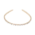 Close-up of golden metal headband with encrusted colorful rhinestones on white background - Colorful Rhinestone Style (FG123 Gold)
