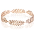 Corona de novia de oro rosa con hojas de laurel y textura de metal pulido elegante - Cinta fg051 Dorado