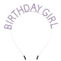 Serre-tête Birthday Girl doré avec strass violets pour décoration de fête - Base Argent + Strass Violet Clair