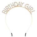 Serre-tête Birthday Girl doré étincelant avec strass clairs pour fêtes d'anniversaire - Style Joint Or