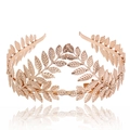 Elegant rose gold metal leaf crown headband with detailed veins and polished finish - FG052 Gold Crown Headband