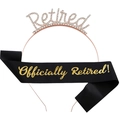 Rose gold rhinestone retired crown with black satin officially retired sash set - Rose Gold Headband And Black Sash