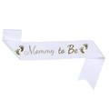 Weiße Satin Schärpe Mommy to Be mit glitzerndem Goldschriftzug und Fußabdrücken - Weiß Gold Mommy