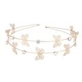 Cerchietto dorato a doppio strato con farfalle traforate e strass di cristallo scintillanti - Oro / Stile farfalla (FG147)