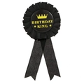 Zwart-gouden Birthday King lintbadge met kroonicoon voor heren verjaardagsfeestjes - Zwart met gouden tekst