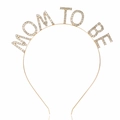 Cerchietto dorato Mom To Be con strass scintillanti per feste di baby shower - Oro