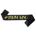 Écharpe élégante en satin noir Prom King avec lettrage doré et icône couronne - Noir Or King