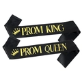 Black satin PROM KING and QUEEN sashes with elegant gold foil crown printing - Black Gold King And Queen (Satin Cloth)