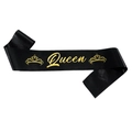 Elegante fascia in raso nero con scritta Queen dorata e corone per celebrazioni party - 160cm / Base Nera Stile Queen Oro (160cm)