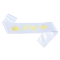 Fascia King in raso bianco con scritte dorate e icone a corona per feste da ballo - 180cm / Base Bianca Stile King Oro (180cm)