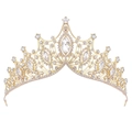 Elegant gold crystal crown with rhinestones for weddings, bridal parties and proms - Gold