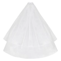Detalle de los pliegues fruncidos y capas de tul suave en un velo de novia blanco - Doble Capa Con Peine / Blanco