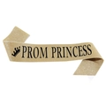 Golden glitter Prom Princess sash with black crown lettering for party decoration - Prom Princess Gold Base Black Text