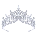 Elegant silver bridal crown with marquee crystals and sparkling rhinestones for party - Silver