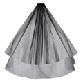 Elegante velo de novia negro de dos capas con peine para bodas góticas o fotografía - Doble Capa Con Peine / Negro