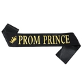 Edle schwarze Prom Prince Schärpe mit goldenem Schriftzug und Krone für Abschlussbälle - Einheitsgröße / Schwarz mit goldener Schrift (JD155)